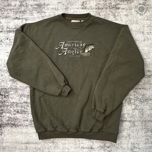 Vintage Fieldmaster American Angler Sweatshirt Embroidered Men's Medium Olive